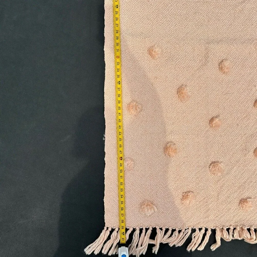 Pier 1 Imports Throw Blanket Dusty Rose Pink Pom‎ Pom Fringe